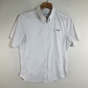 Columbia PFG Women's White Short Sleeve Mesh Outdoor Fishing Shirt Size Large